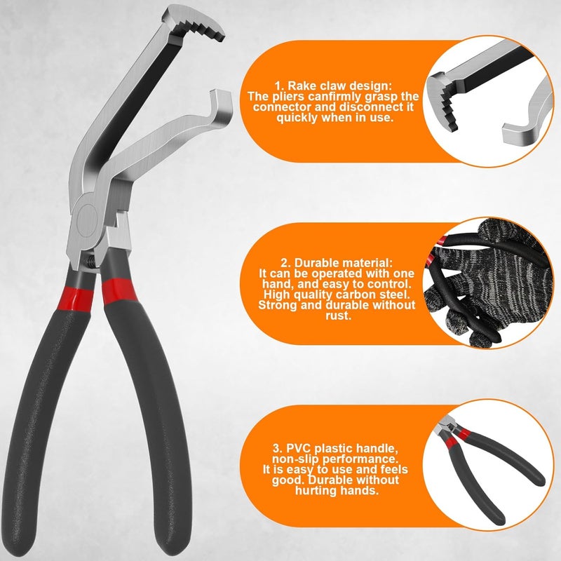 Guweta Electrical Disconnect Pliers for Cars - Automotive Electrical Connector Disconnect Pliers Long Spark Plug Disassembly Pliers Electrical Plug Fuel Line Disconnect Tools Pliers 60 Degree - Image 4